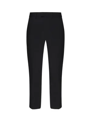Black Wool Canvas Cigarette Trousers