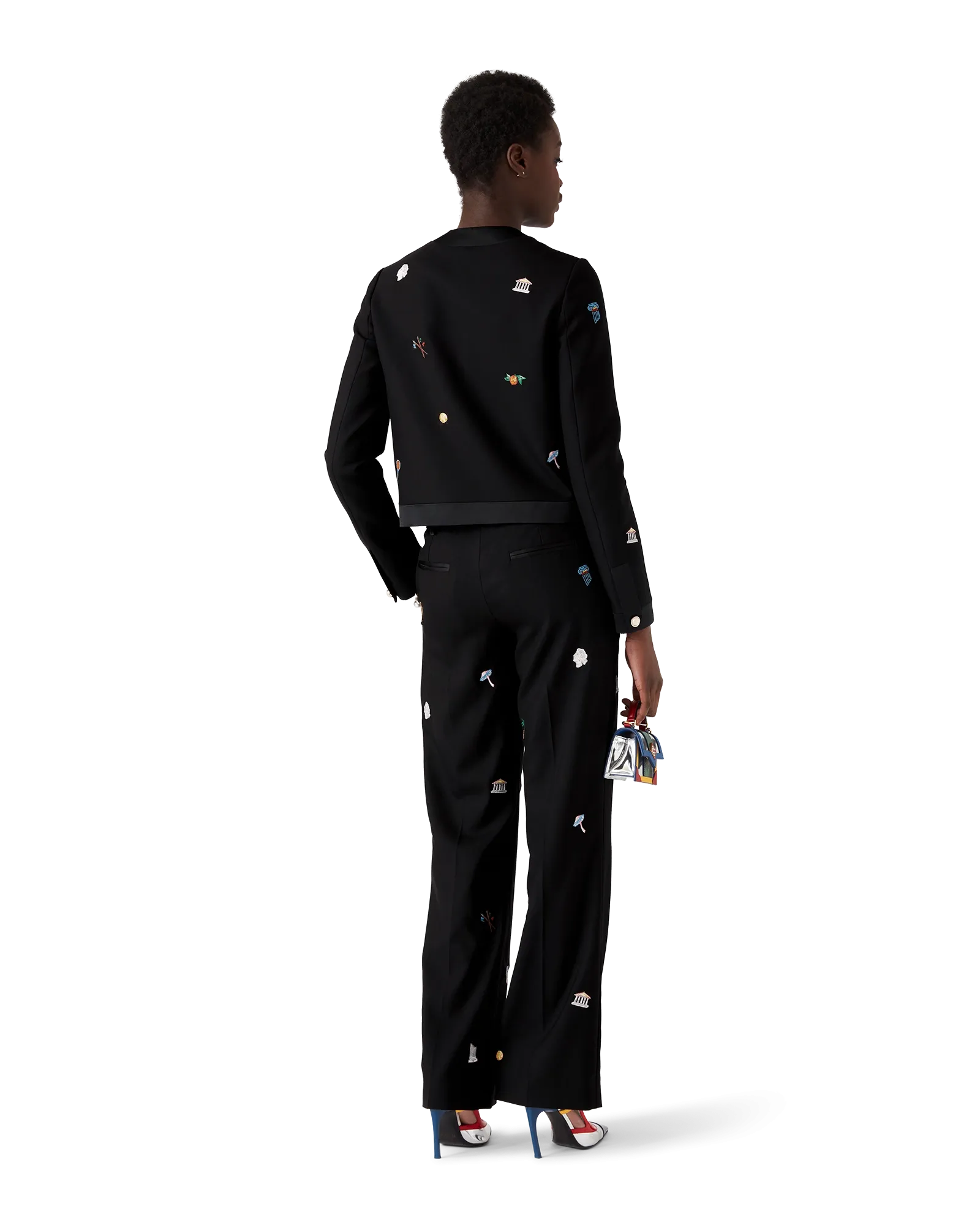 Embroidered Motif Wool Tailored Jacket