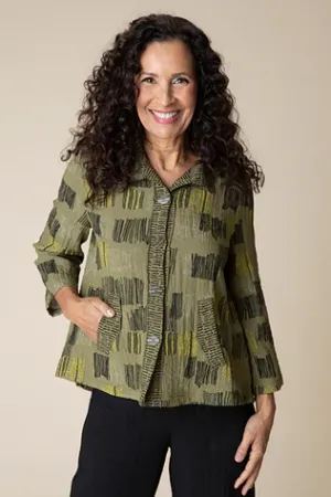 Express Travel Fine Lines Pleat Back Jacket [Olive-35049]