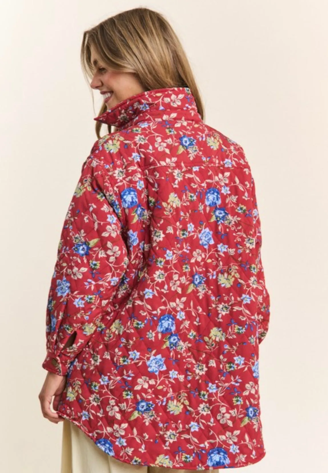 Floral Quilted Button Down Jacket