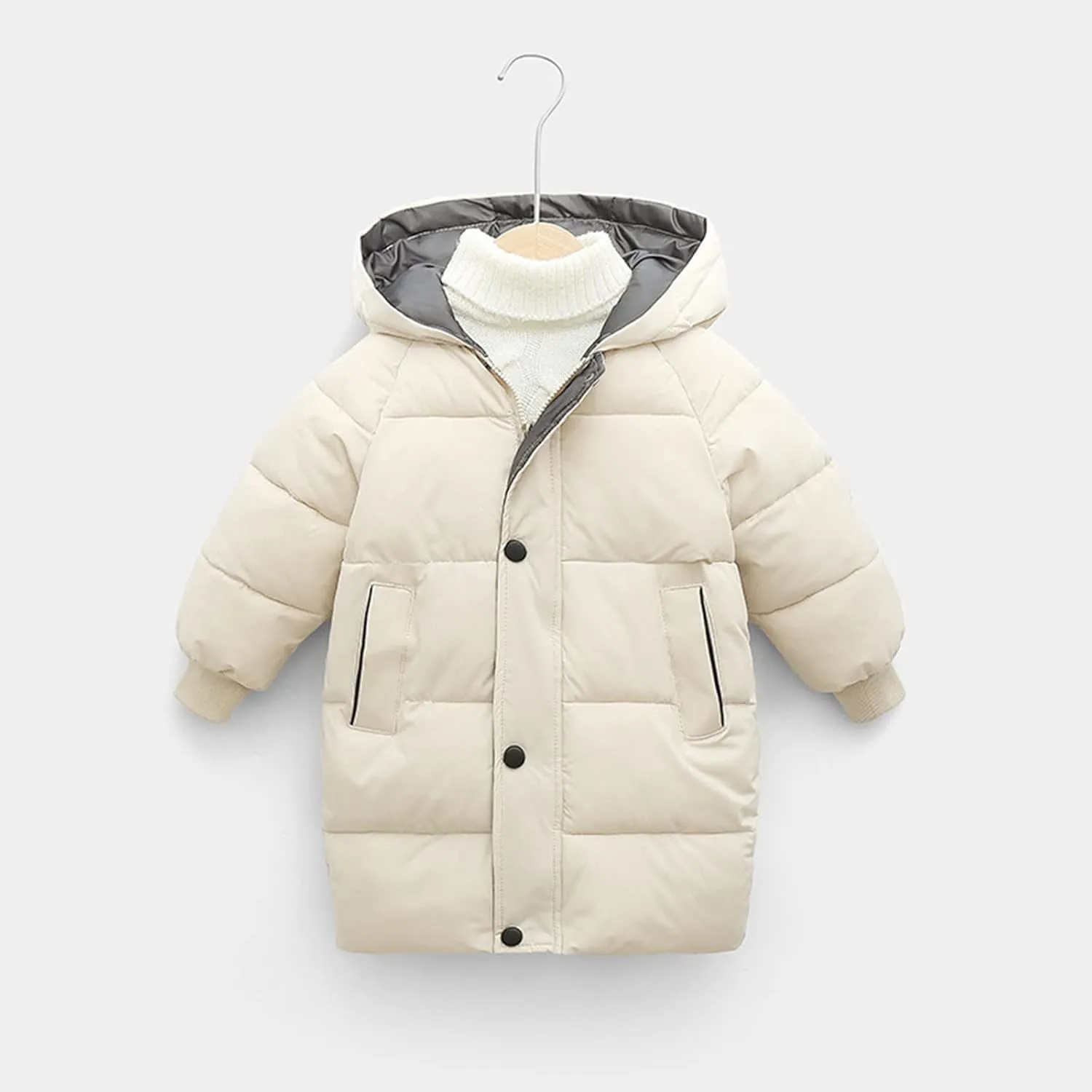 Kids Boys Girls Down Jacket Warm Cotton Padded Coat Hooded Long Puffer Jackets Outerwear Clothes 2-10 Years