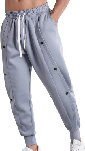 Mens Spring New Sweatpants Solid Color Drawstring Fashion Button Design Tapered Pant Tactical Holiday Outdoor Casual Trousers