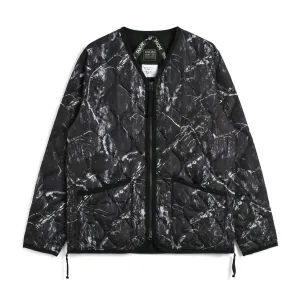 Military Zip V-Neck Down Jacket - Dark Tree