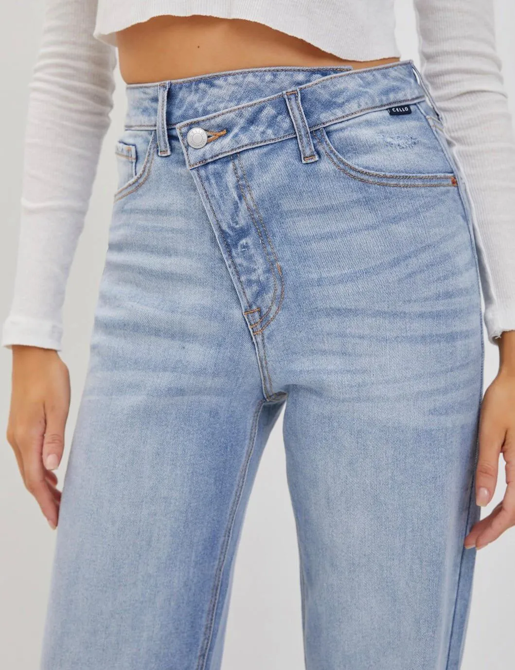 The Jillian Jeans: High Rise Asymmetrical Button Dad Jean