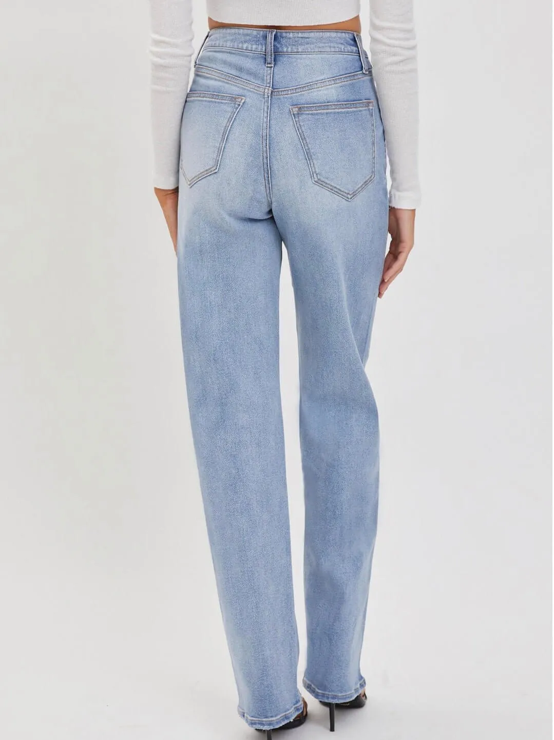 The Jillian Jeans: High Rise Asymmetrical Button Dad Jean