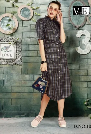 Vee Fab Launched Checksmate Cotton Casual Wear Kurtis Collection