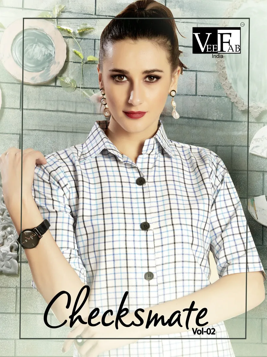 Vee Fab Launched Checksmate Cotton Casual Wear Kurtis Collection