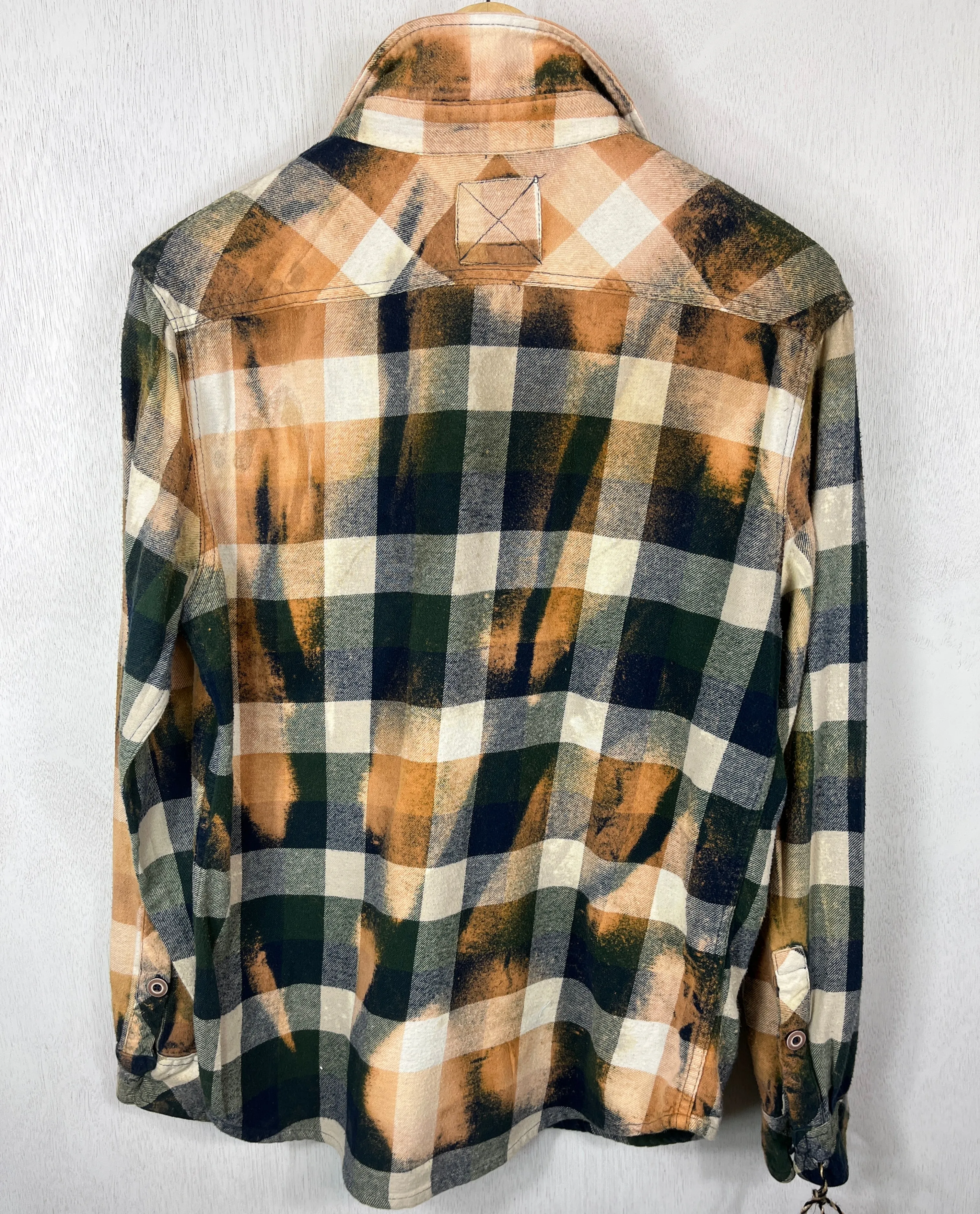 Vintage Green, Rust and White Flannel Size Medium