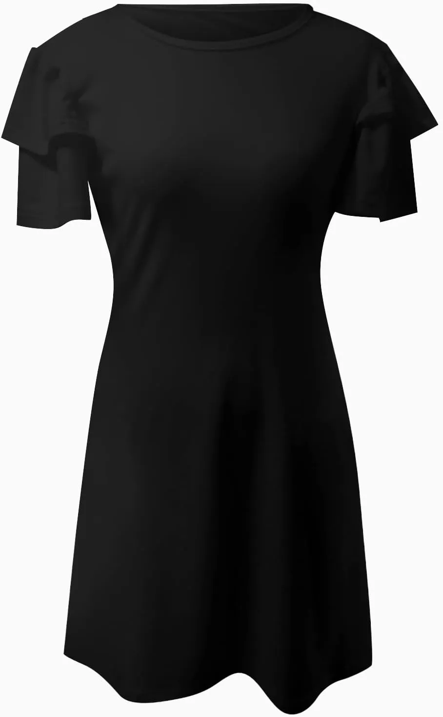 Women Ruffle Sleeve Elegant Wedding Mini Dress 2024 Summer A-Line Beach Dresses High Waisted Slim Sundress with Pocket
