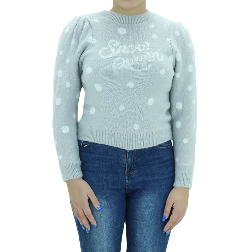Women's Polka Dot Sweater,Light Grey