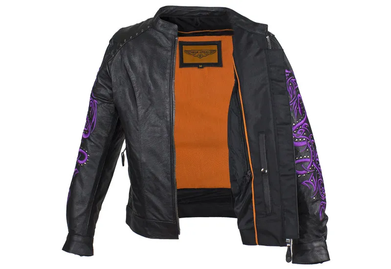 Women's Studded Racing Jacket with Purple Highlights
