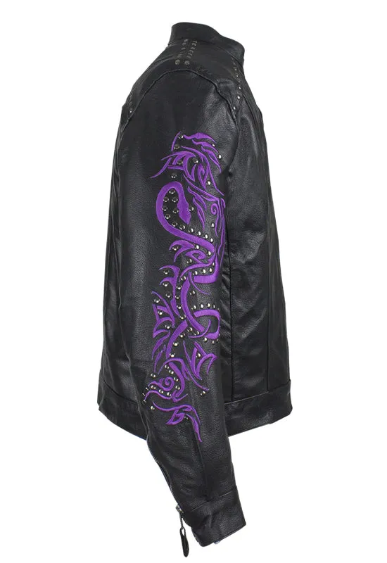 Women's Studded Racing Jacket with Purple Highlights